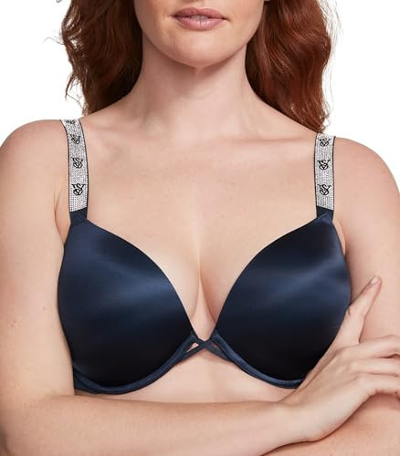 Victoria's Secret Very Sexy Bombshell Push Up Bra, Adds 2 Cups, Shine Strap, Bras for Women, Noir Navy, 34B | Amazon (US)