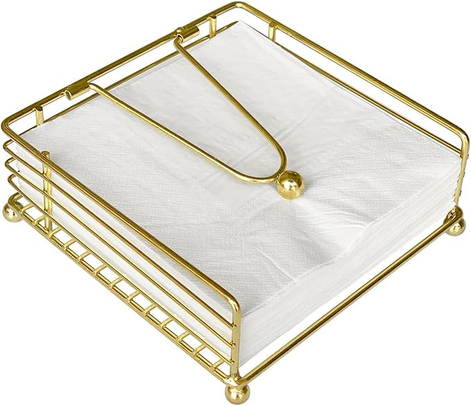Napkin Holder for Table, Flat Napkin Dispenser with Weighted Arm, Square Cocktail Paper Holder of... | Amazon (US)