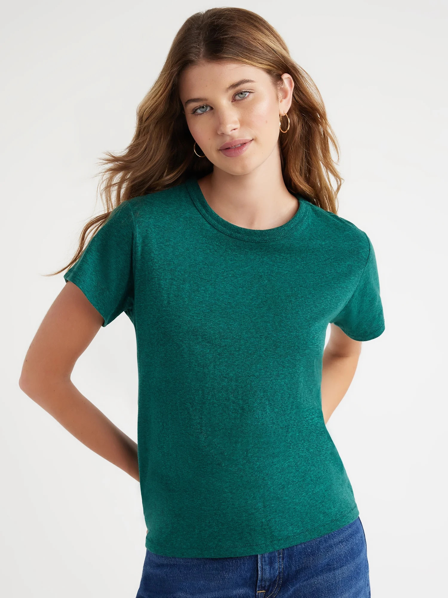 Free Assembly Women's Ringer Tee with Short Sleeves, Sizes XS-XXXL | Walmart (US)