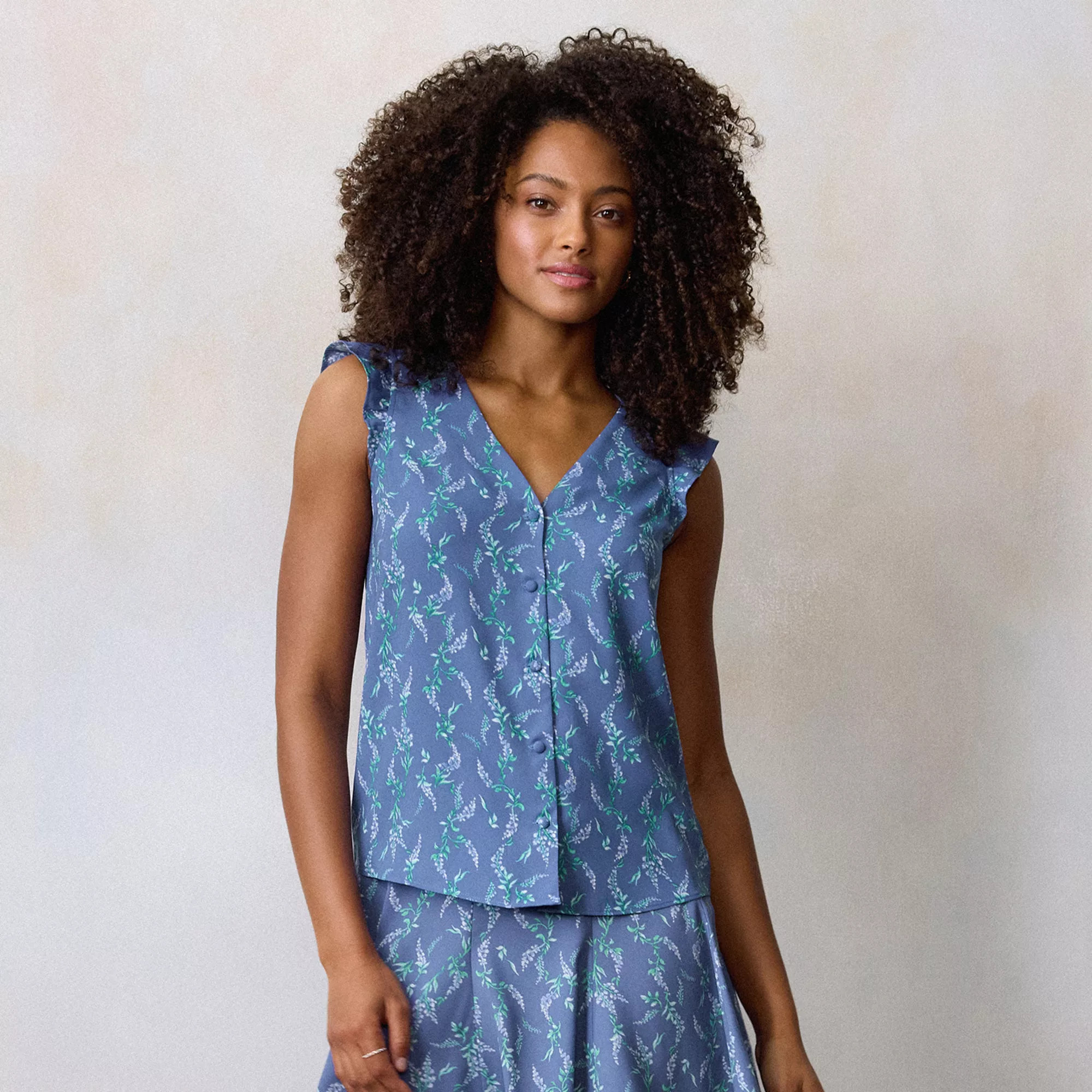 Women's LC Lauren Conrad Ruffle Shoulder V-Neck Tank | Kohl's