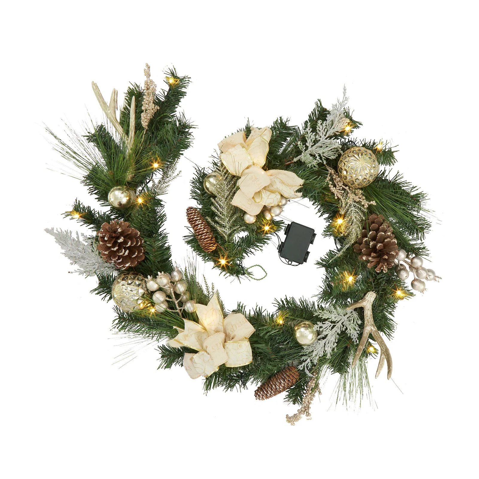 Gold Christmas Garland with Lights, 6 ft - 6 ft | Bed Bath & Beyond