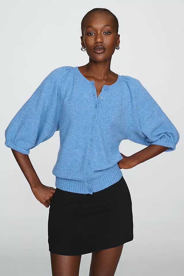 Linea Wool Blend Puff-Sleeve Cardigan | Anthropologie (US)