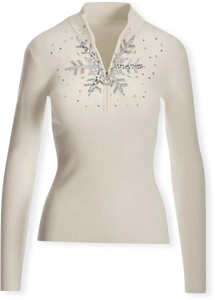 Snowflake Zip Sweater - Off White Silver | Boston Proper | Boston Proper