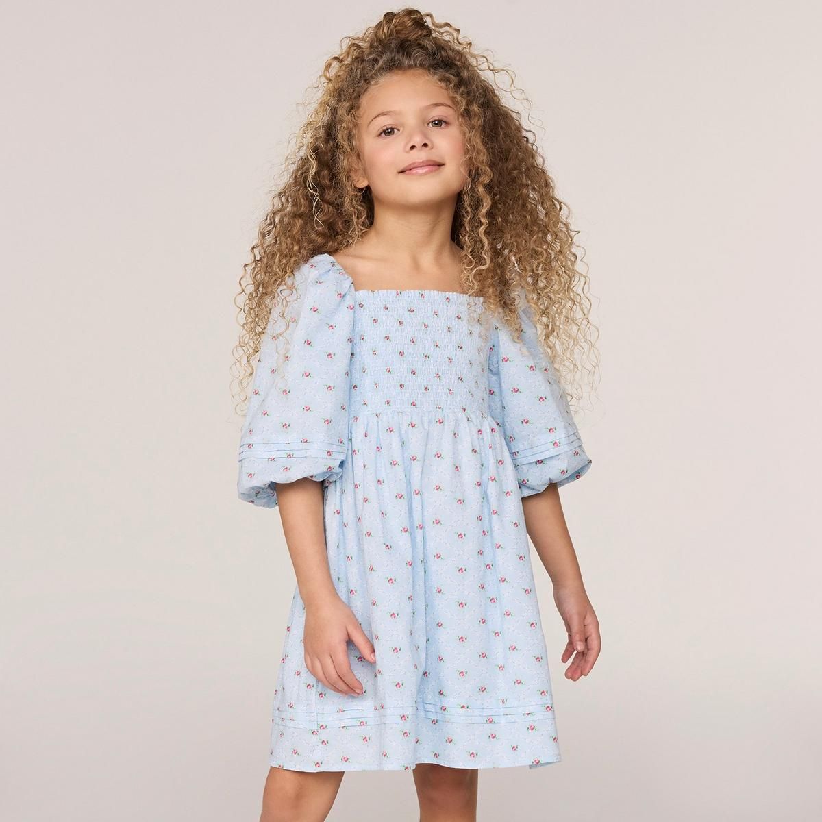 The Natalie Floral Smocked Bubble Sleeve Dress | Janie and Jack