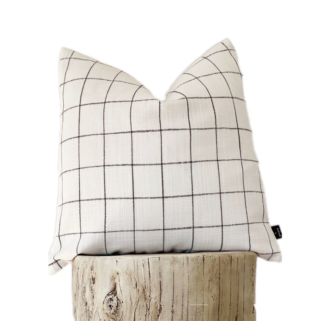 White and Black Check Pillow Cover windowpane Pillow Cover - Etsy | Etsy (US)