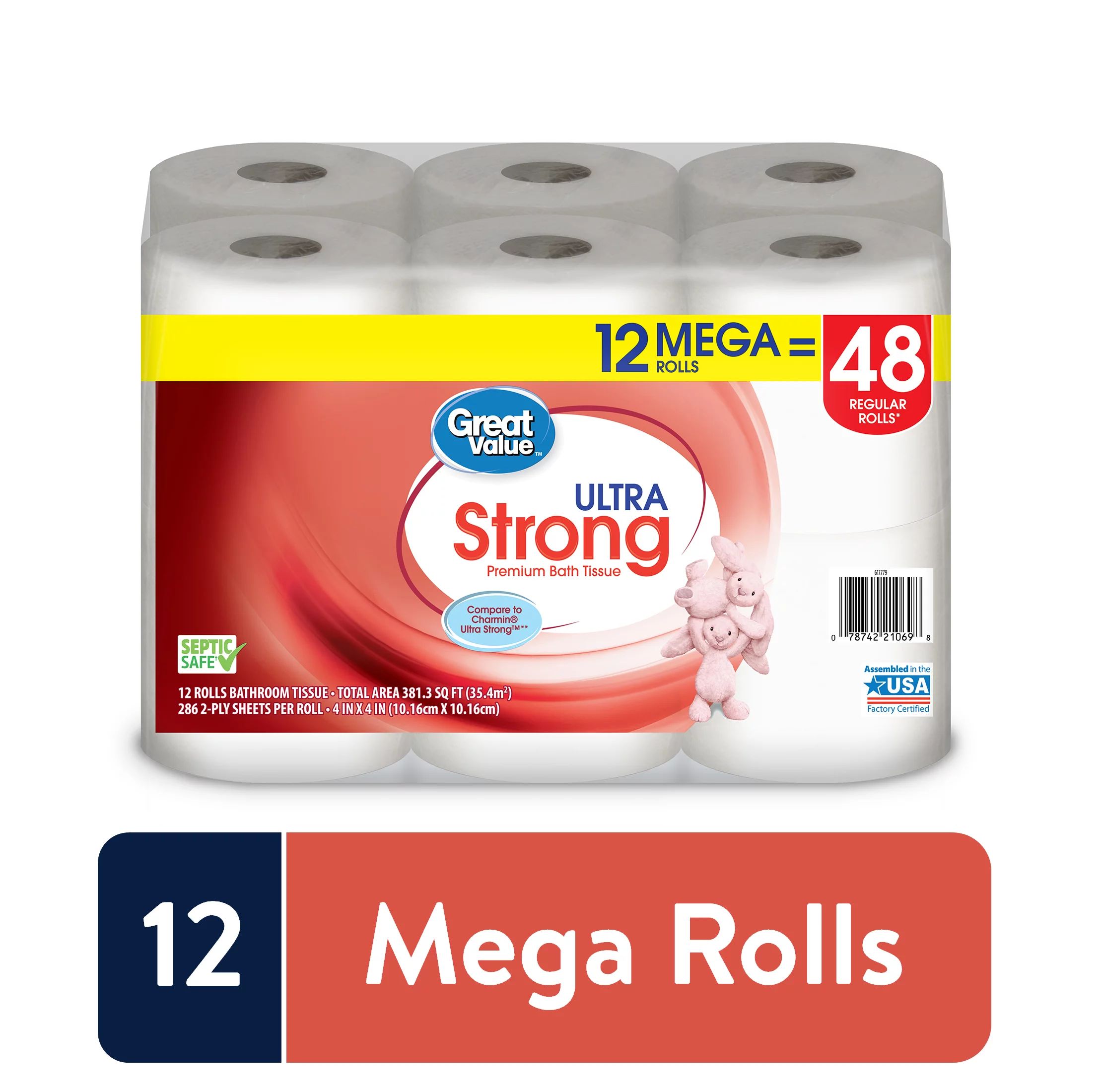 Great Value Ultra Strong Toilet Paper, 12 Mega Rolls | Walmart (US)