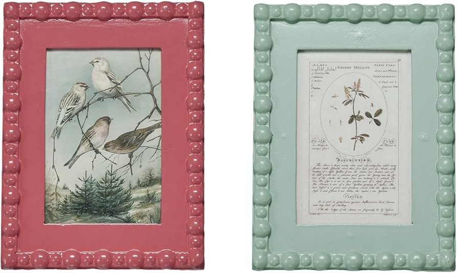 Creative Co-Op Charming Hobnail Vintage Frames, Multicolor, Set of 2 | Amazon (US)