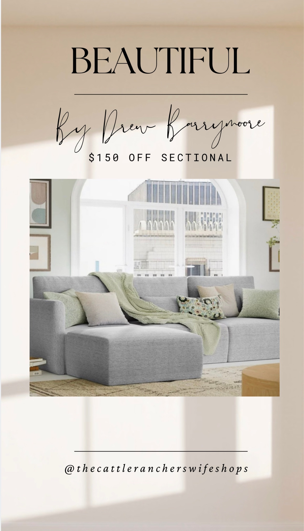 This is beautiful - the Beautiful by Drew Barrymore sectional is $150 off at @walmart. Grab it below and I've picked out some of my favorites to go with it to complete your living room! #LTKfarmhouse @farmhouse #farmhouse #sectional #furniture grey sectional • gray sectional • living room looks • couch 

#LTKsalealert #LTKhome #LTKfamily