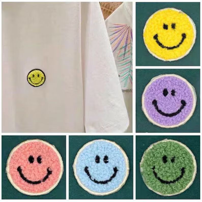 2 pcs colorful  smiling face  vintage  embroidered patch applique sew on decoration patch | Etsy (US)
