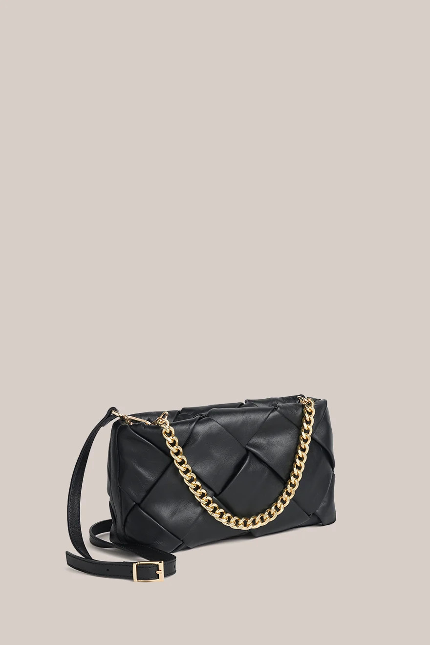 Gabrielle Black Woven Leather Bag | VESTIRSI