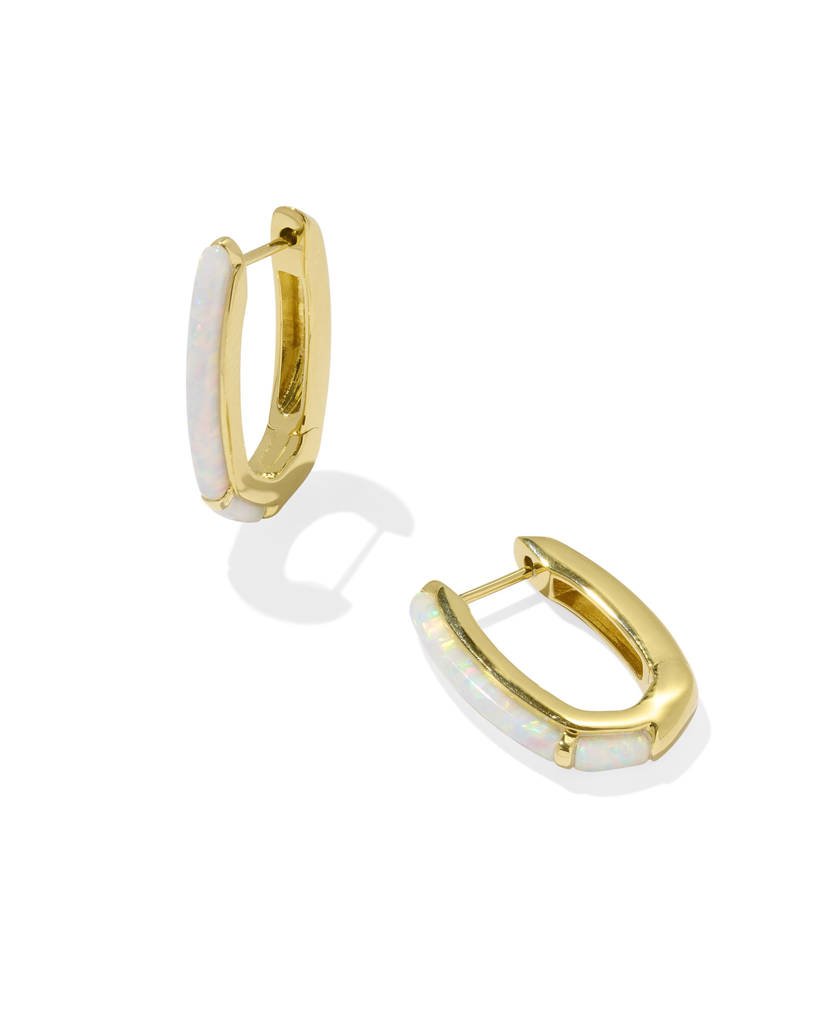 Ellen 18k Gold Vermeil Opal Huggie Earrings in Sun and Ice White Opal | Kendra Scott | Kendra Scott
