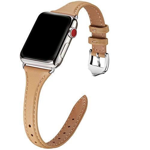 WFEAGL Leather Bands Compatible with Apple Watch 38mm 40mm 41mm, Top Grain Leather Band Slim & Thin  | Amazon (US)