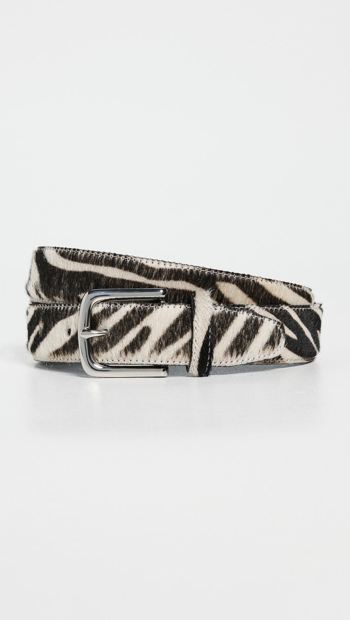 Tibi Classic Pony Hair Leather Belt Zebra L/XL | Shopbop