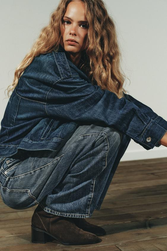 WIDE HEELED SPLIT LEATHER ANKLE BOOTS | Zara US