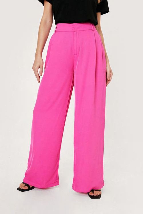 Petite High Waisted Wide Leg Pants | Nasty Gal (US)