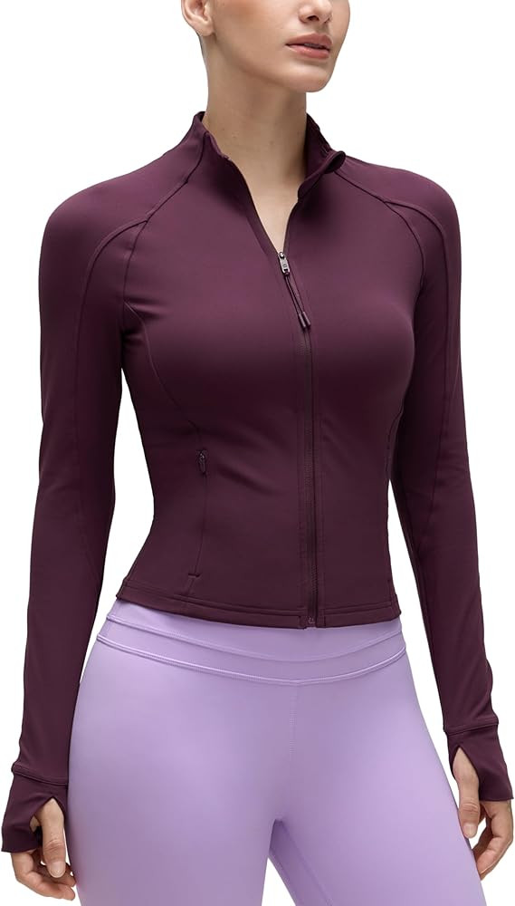 CRZ YOGA Butterluxe Waist Length Jackets for Women - Full Zip Athletic Track Tops with Thumb Hole... | Amazon (US)