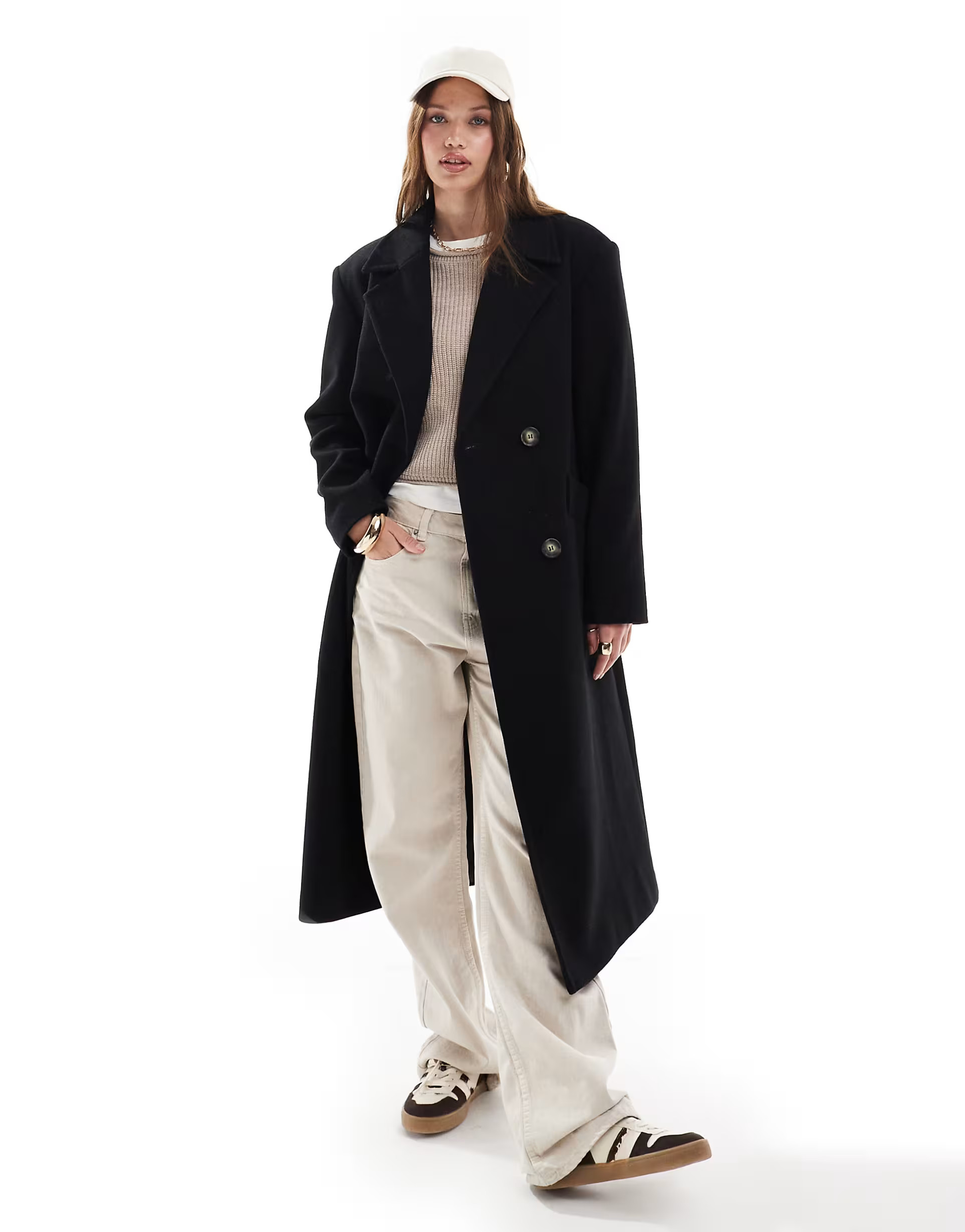 Miss Selfridge belted wrap formal coat in black | ASOS (Global)