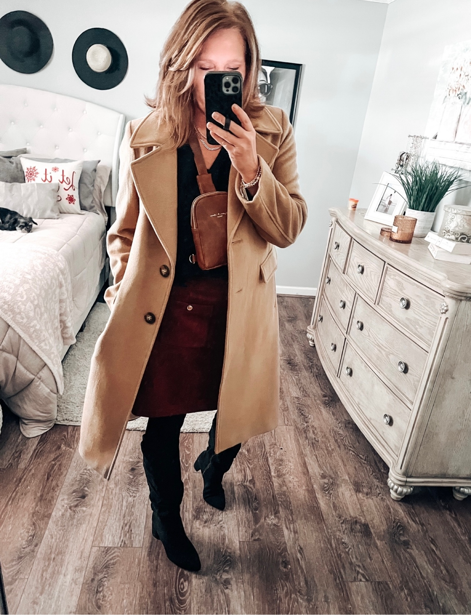 Loving this CK wool blend Walker coat!! Styled with faux suede skirt from Loft, Essential v-neck sweater from gap factory, tights, slouchy boots and cute crossbody/belt bag. All items fits tts 

Sale, work wear, workwear style, skirts, business casual, casual party outfit, casual chic, winter coats, slouchy boots, Walmart finds, Amazon finds

#LTKunder50 #LTKsalealert #LTKworkwear