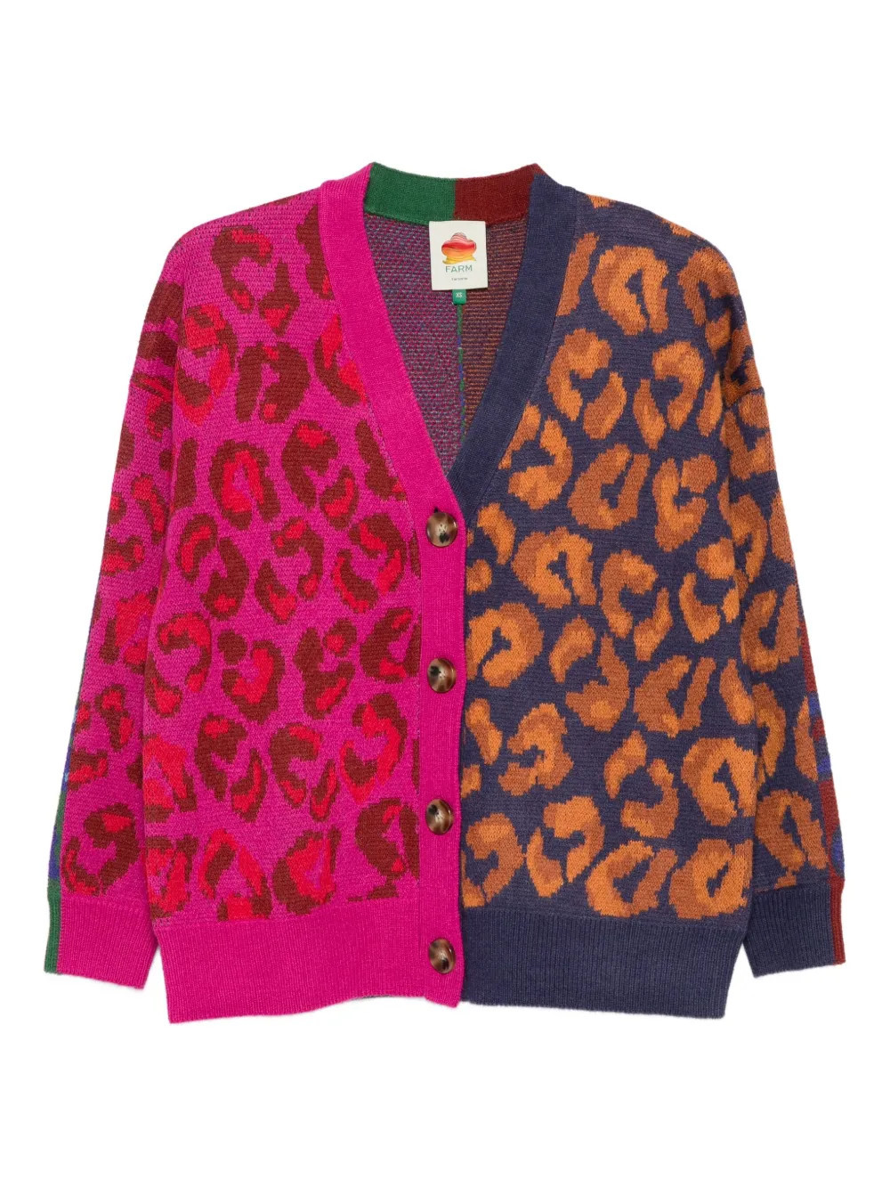 FARM Rio animal-pattern button-up cardigan - Pink | Farfetch Global