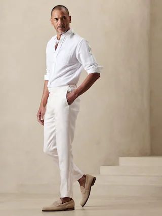 Tailored-Fit Pure Linen Tuxedo Suit Trouser | Banana Republic Factory