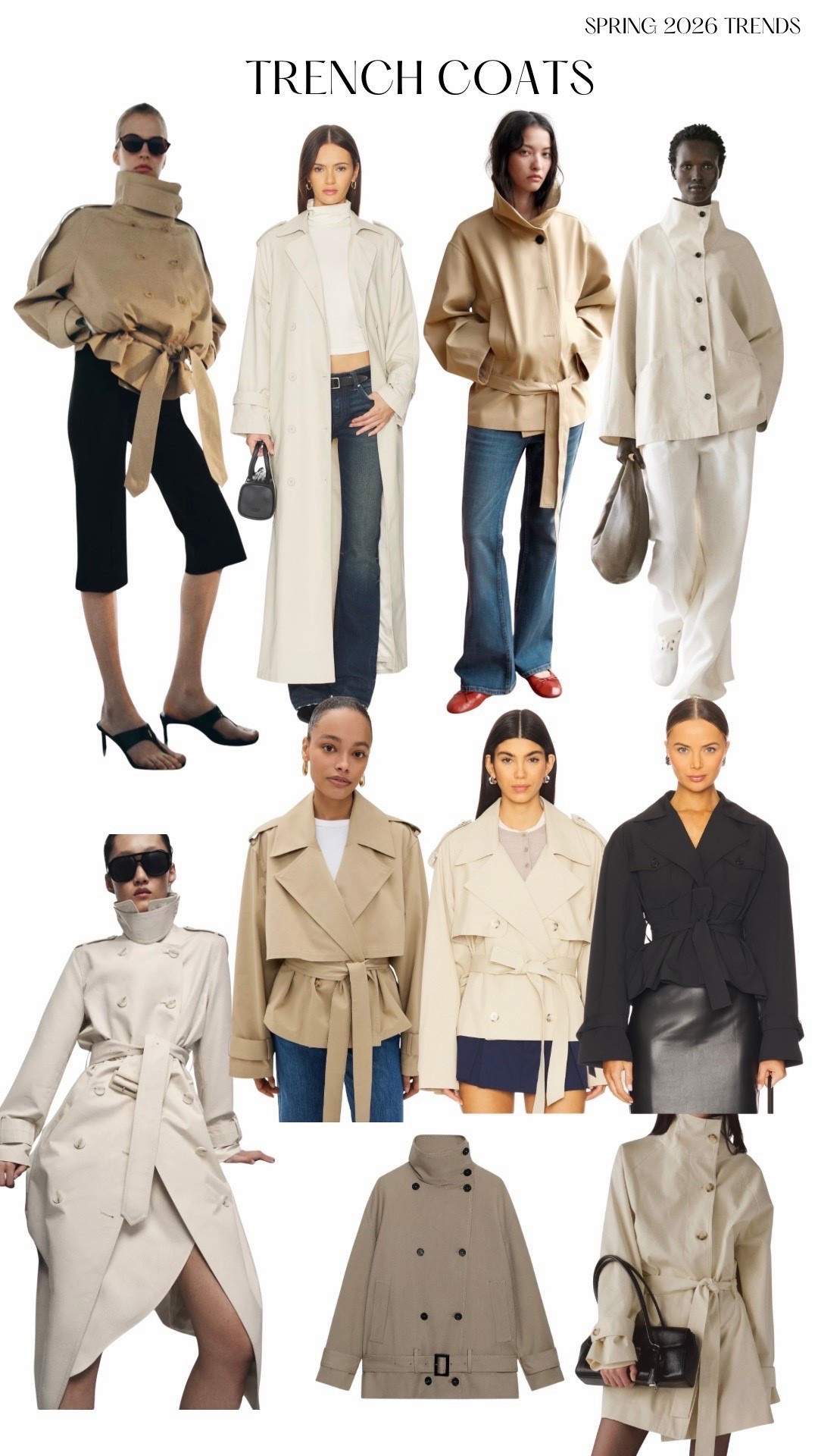 Spring 2026 trends: cropped trench coats, funnel neck coats, cape coats and drop waist trench coats.
Shop the newest additions for trench coats this season. 

#springtrends #trenchcoat #funnelneck #dropwaist #capecoat #cropped 

#LTKSpringSale #LTKootd #LTKWorkwear
