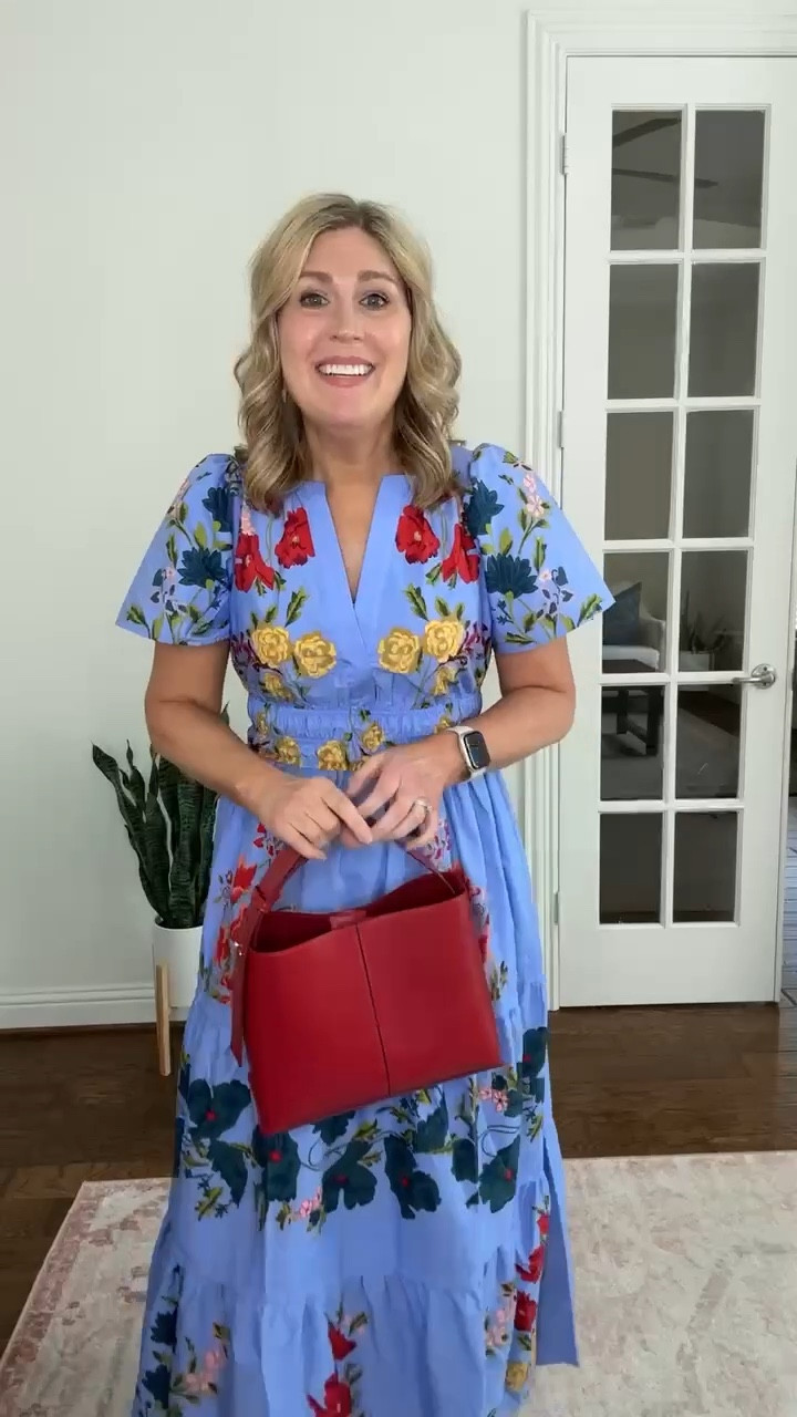 This Anthro dress is amazing. Rushing at the waistline gives some definition. It runs true to size. It comes in lots of colors and prints. I’ve added a little red mule and little red bag. You could use a Rafia sandal and bag for summer. 

#LTKWatchNow #LTKShoeCrush #LTKSeasonal #LTKFindsUnder100 #LTKStyleTip #LTKSaleAlert #LTKWorkwear #LTKOver40 #LTKParties
