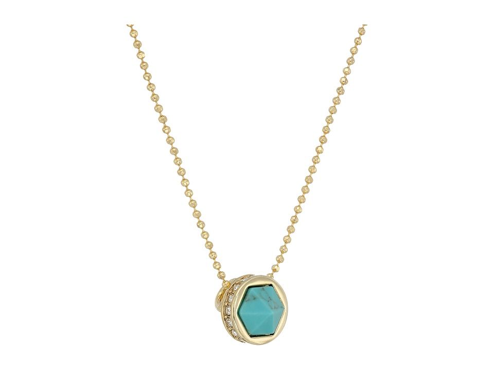 LAUREN Ralph Lauren - Match Point 16 Faceted Stone Pendant Necklace (Gold/Crystal/Turquoise) Necklace | Zappos