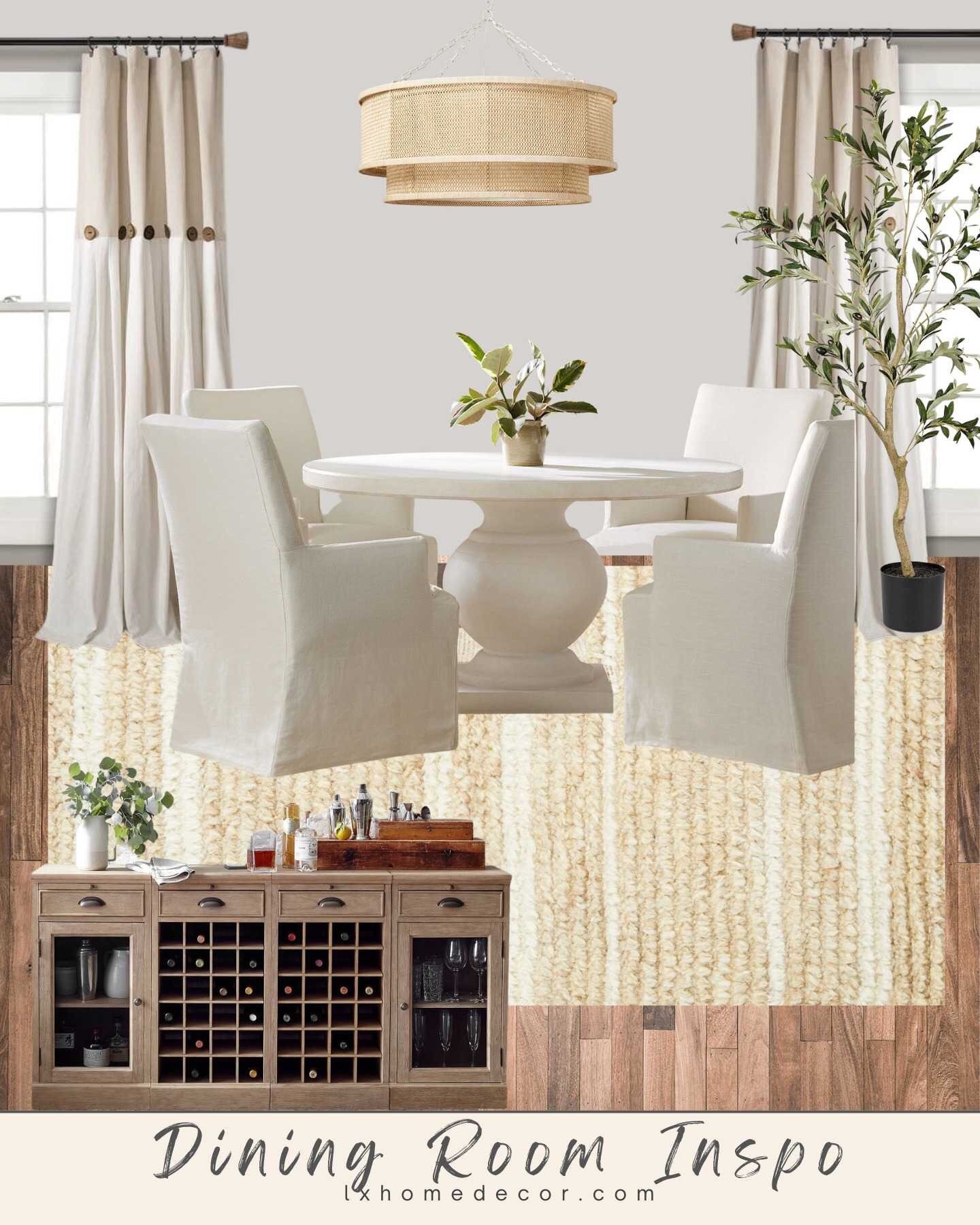 Click below to shop! Follow me @lxhomedecor for more home inspo, Favorite finds, best finds, Top deals, and Ideas !!! Transform your dining area into a cozy and elegant haven with this neutral-themed setup. Featuring a chic round table, comfortable upholstered chairs, and a rustic wine cabinet, this mood board design is perfect for relaxed, stylish dining."Cozy dining room,Elegant dining decor,Neutral dining setup,Round dining table,Upholstered dining chairs,Woven chandelier,Rustic wine cabinet,Dining room inspiration,Moodboard,#Bestsellers  #bestfinds #LTKFind  #LTKSale  #homedecor #home   #homefinds  #Moodboard  #Diningroom #Coastalhome #Coastaldecor #Coastaldiningroom 



#LTKHome #LTKFindsUnder50 #LTKSaleAlert