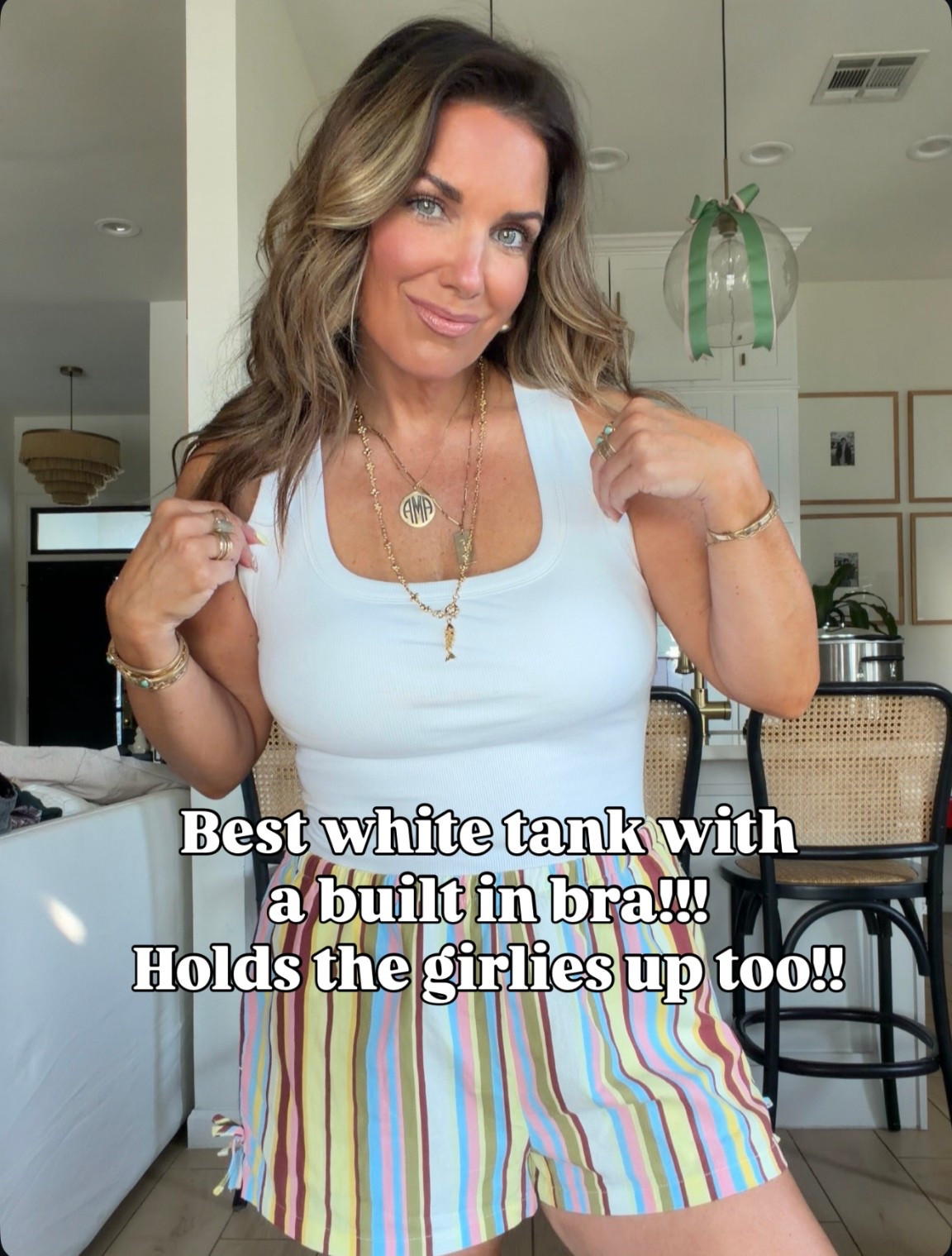 Best white tank with a built in bra!! Wearing size medium 

#LTKOver40 #LTKootd #LTKmomlife