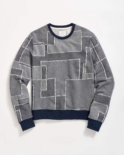 FRENCH TERRY PATCHWORK CREW - | Billy Reid Inc.