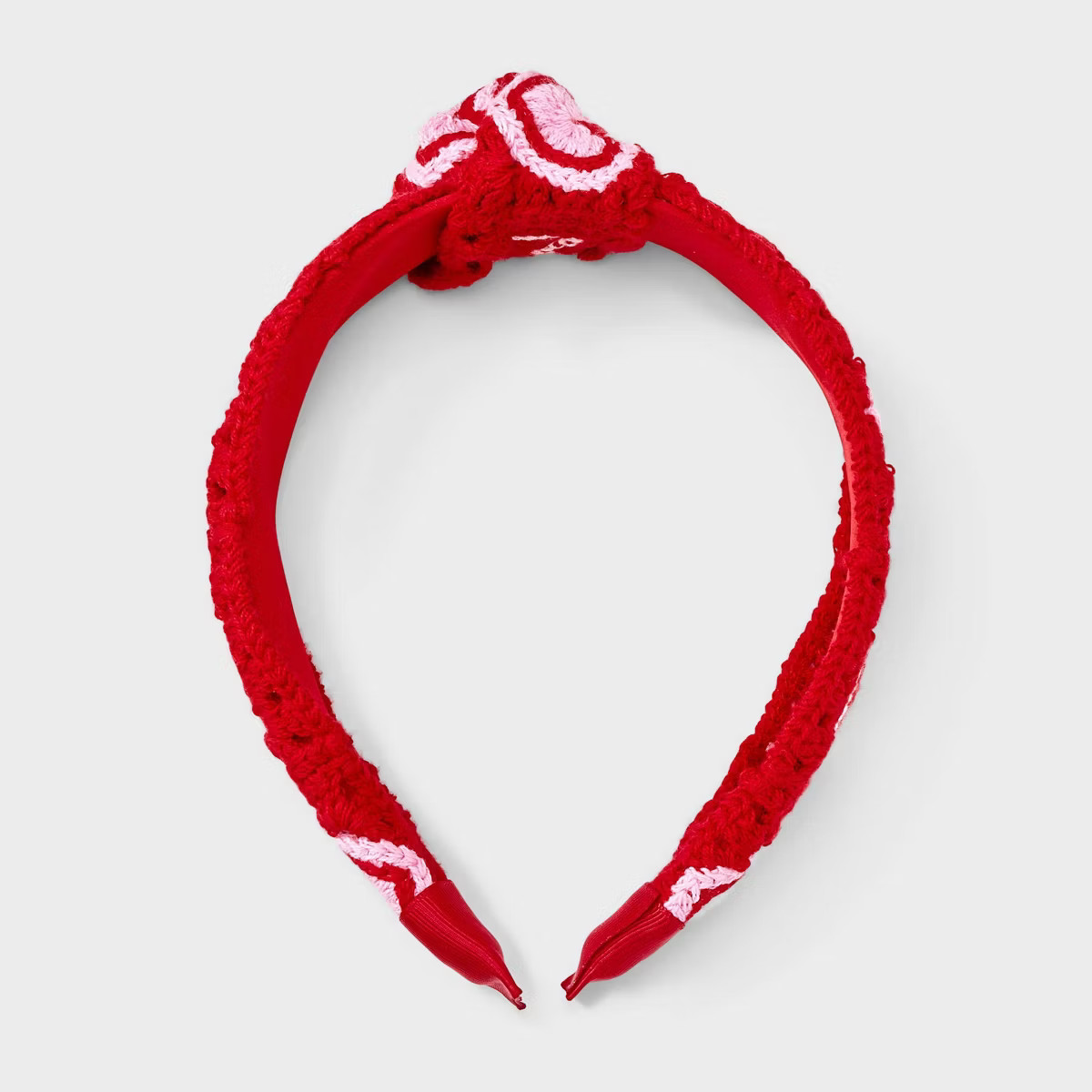 Valentines Knit Heart Top Knot Headband - Red | Target