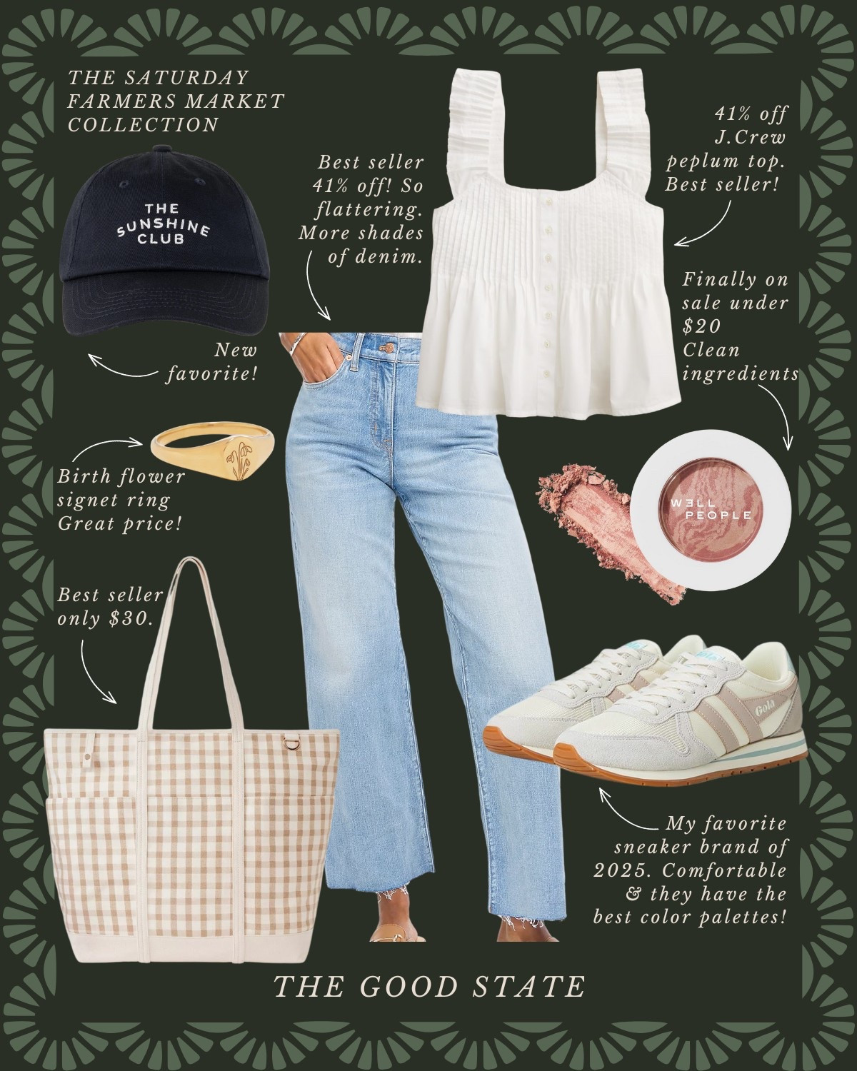 nds full with a coffee and buttery croissant. For the ladies who love all things gingham, their trusty ball cap and the ease of a Springtime dress. This is for the girlies who wake up early for the market and may or may not take a little mid-day nap afterwards…followed by a picnic with all their market goodies and closest girlies of course. This collection is for you🍓🧺🫶🏼  Anthropologie , Anthro, Amazon, Quince, mini dress, maxi dress denim jacket, chore coat, earring, socks, beauty, sunglasses, spring outfit, spring fashion, tote bag, purse, woven purse, spring break, bandanna, scarf, quilted jacket, the good state, Lauren England, gola sneakers, clutch vacation outfit, hoop, earrings, American Eagle, target target fashion, target style sneakers, veja, mini dress, floral dress, wedding guest, dress, vacation, outfit, ootd, butter yellow,, farmers market, dillards, nordstrom, travel outfit, spring fashion, gap, old navy, wedding guest dress, petal and pup, Sezane, Memorial Day sale, Memorial Day outfit

#LTKStyleTip #LTKSaleAlert #LTKFindsUnder50