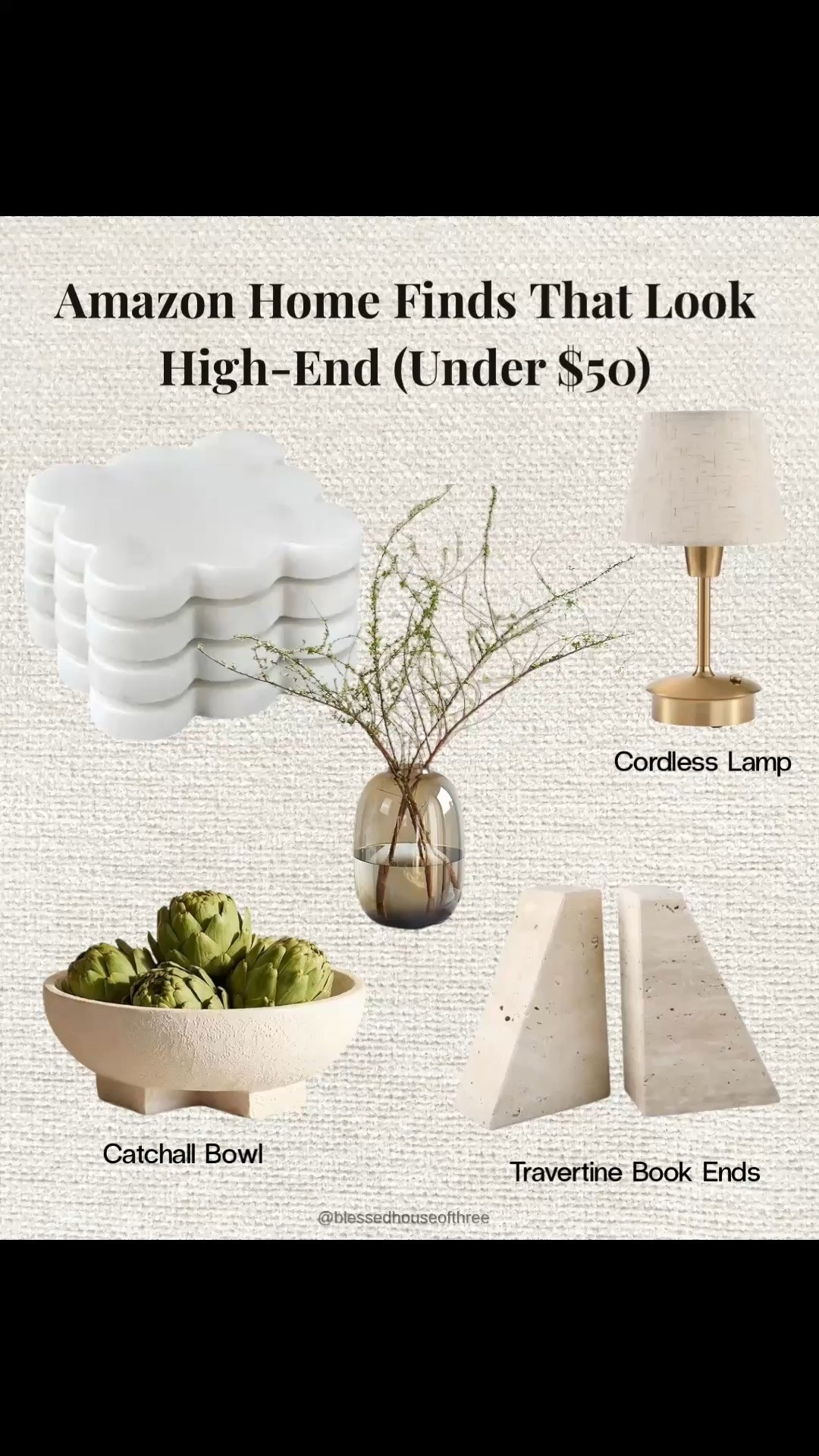 Amazon home finds that look high end (without the high price). These neutral decor pieces are all under $50 and perfect for styling shelves, coffee tables, entryways, and everyday spaces. Think marble trays, cordless lamps, woven boxes, and elevated accents that make your home feel designer on a budget. Potterybarn dupe, McGee and co inspired decor. Save for your next refresh and Follow me on LTK for daily home decor and Amazon finds.

#LTKHome #LTKSaleAlert