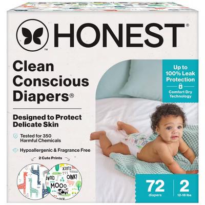 The Honest Company Clean Conscious Diapers MC Giraffes + Barnyard Babies - Size 2 - 72ct | Target