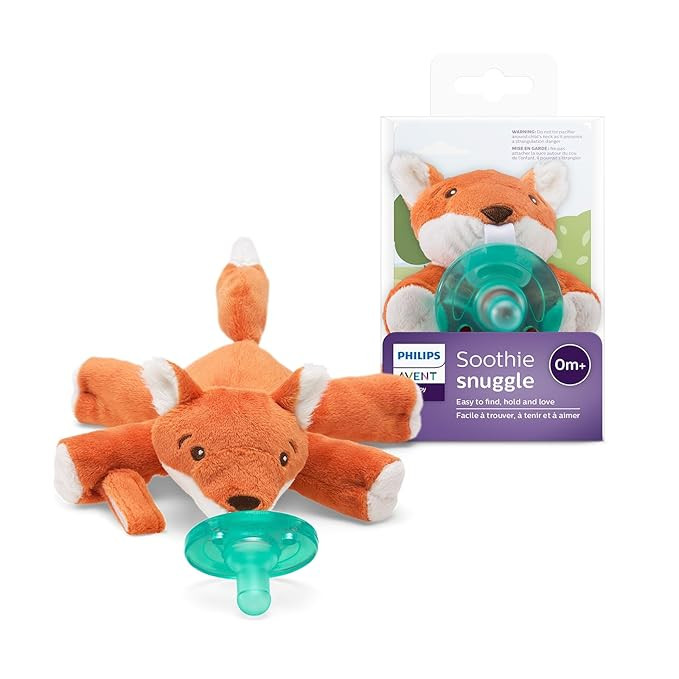 Philips Avent Soothie Snuggle Pacifier Holder with Detachable Pacifier, 0m+, Fox, SCF347/08 | Amazon (US)
