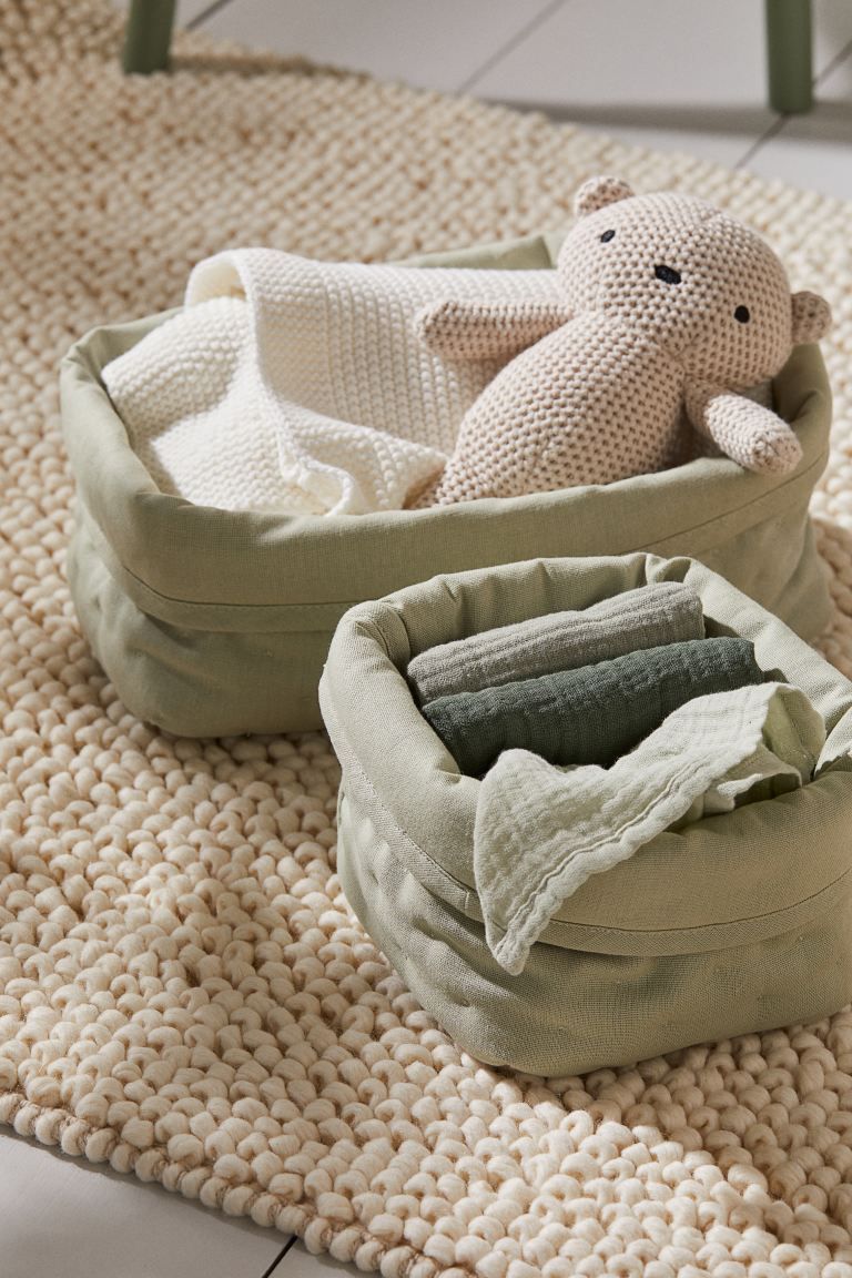2-pack Quilted Storage Baskets - Sage green - Home All | H&M US | H&M (US + CA)
