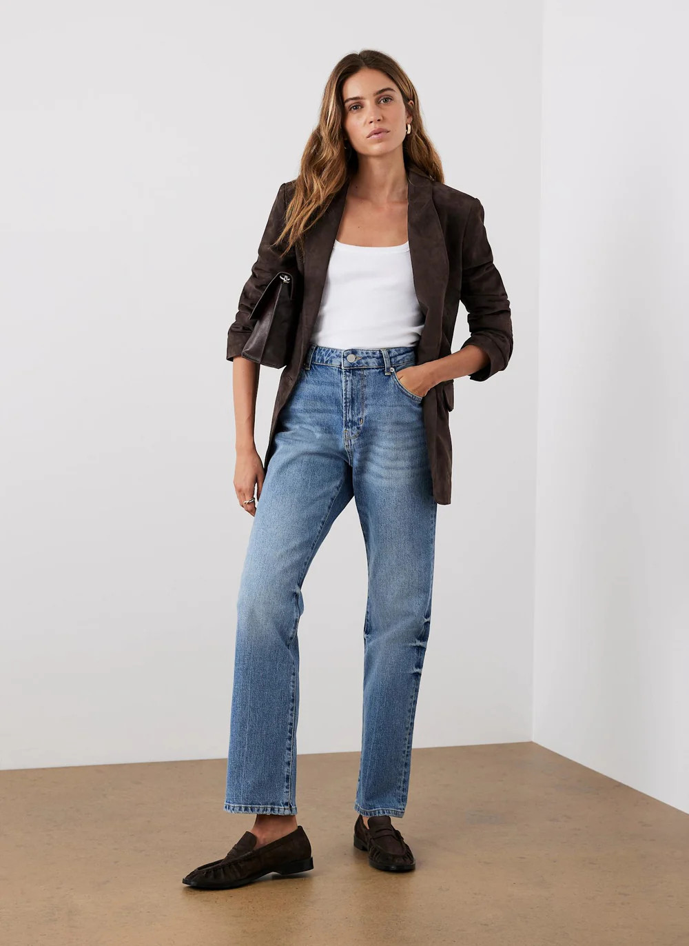 Brown Suede Blazer | Mint Velvet