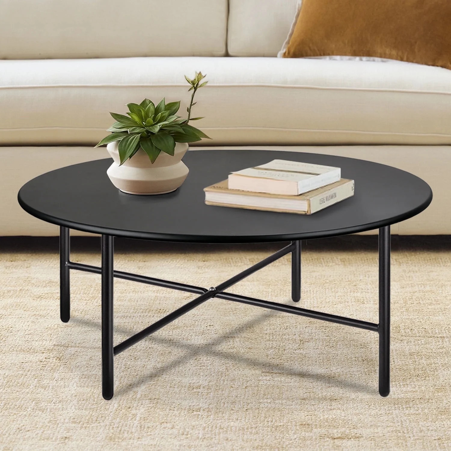 CERBIOR Patio Round Steel Coffee Table, Weather Resistant Anti-Rust and Waterproof Indoor and Out... | Walmart (US)