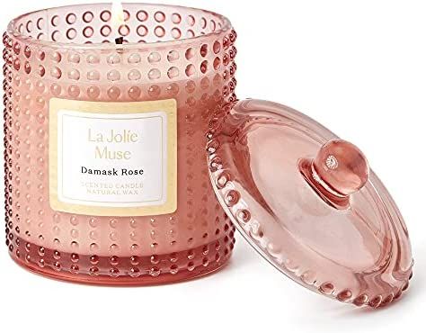 LA JOLIE MUSE Damask Rose Scented Candle, Candles Gifts for Women, Pink Candles for Home Scented,... | Amazon (US)