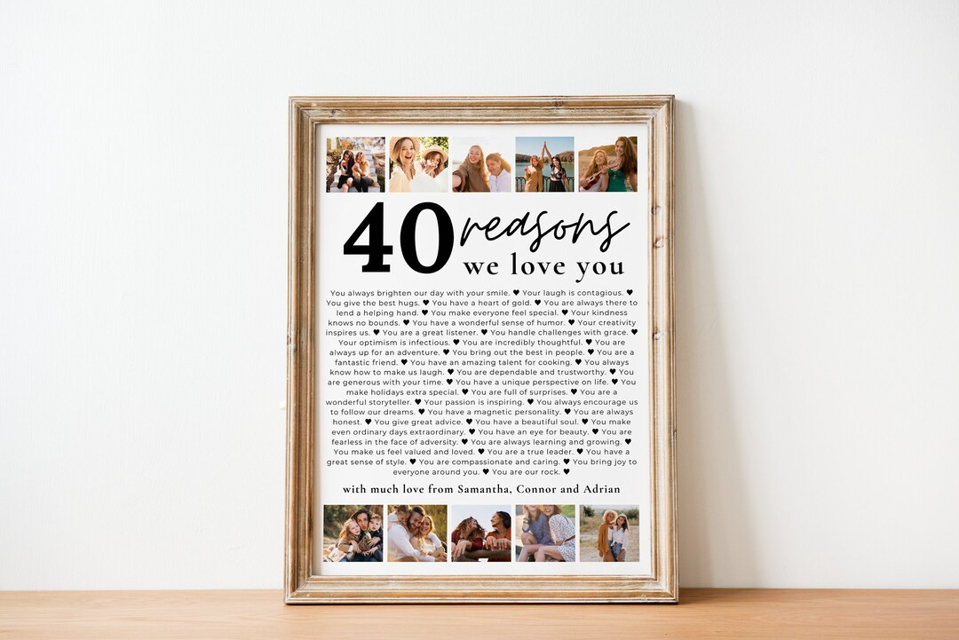 40 Reasons We Love You Poster Pictures Template, Printable 40th Birthday Gift for Him or Her Edit... | Etsy (US)