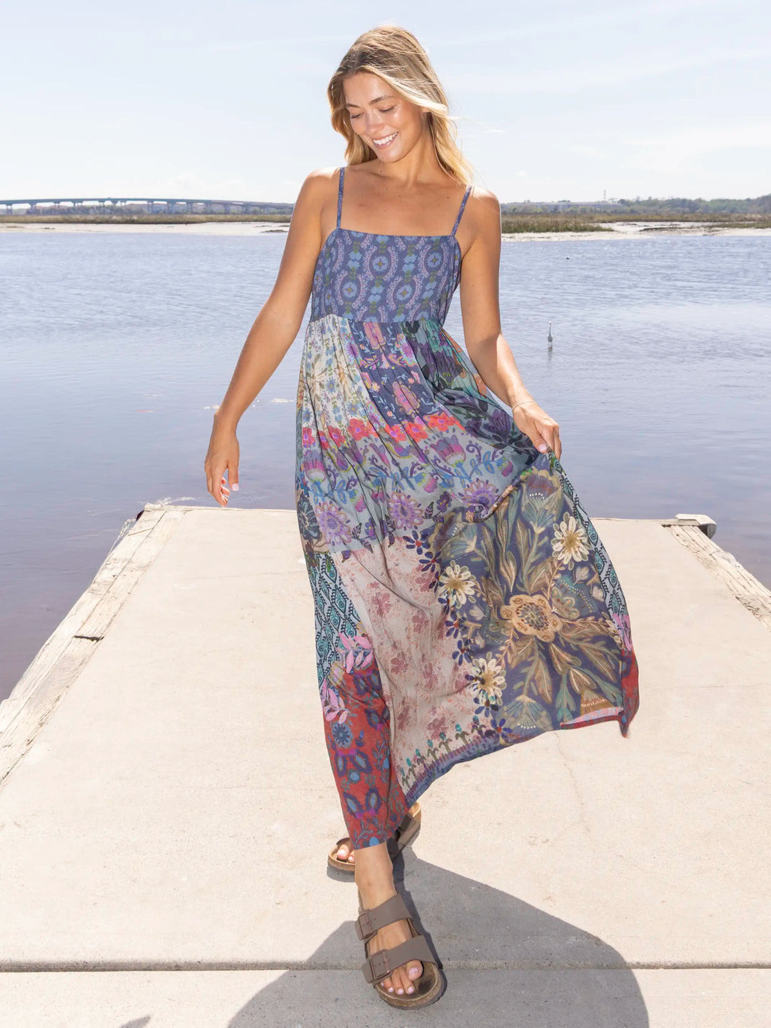 Bailey Maxi Dress - Blue Patchwork | Natural Life