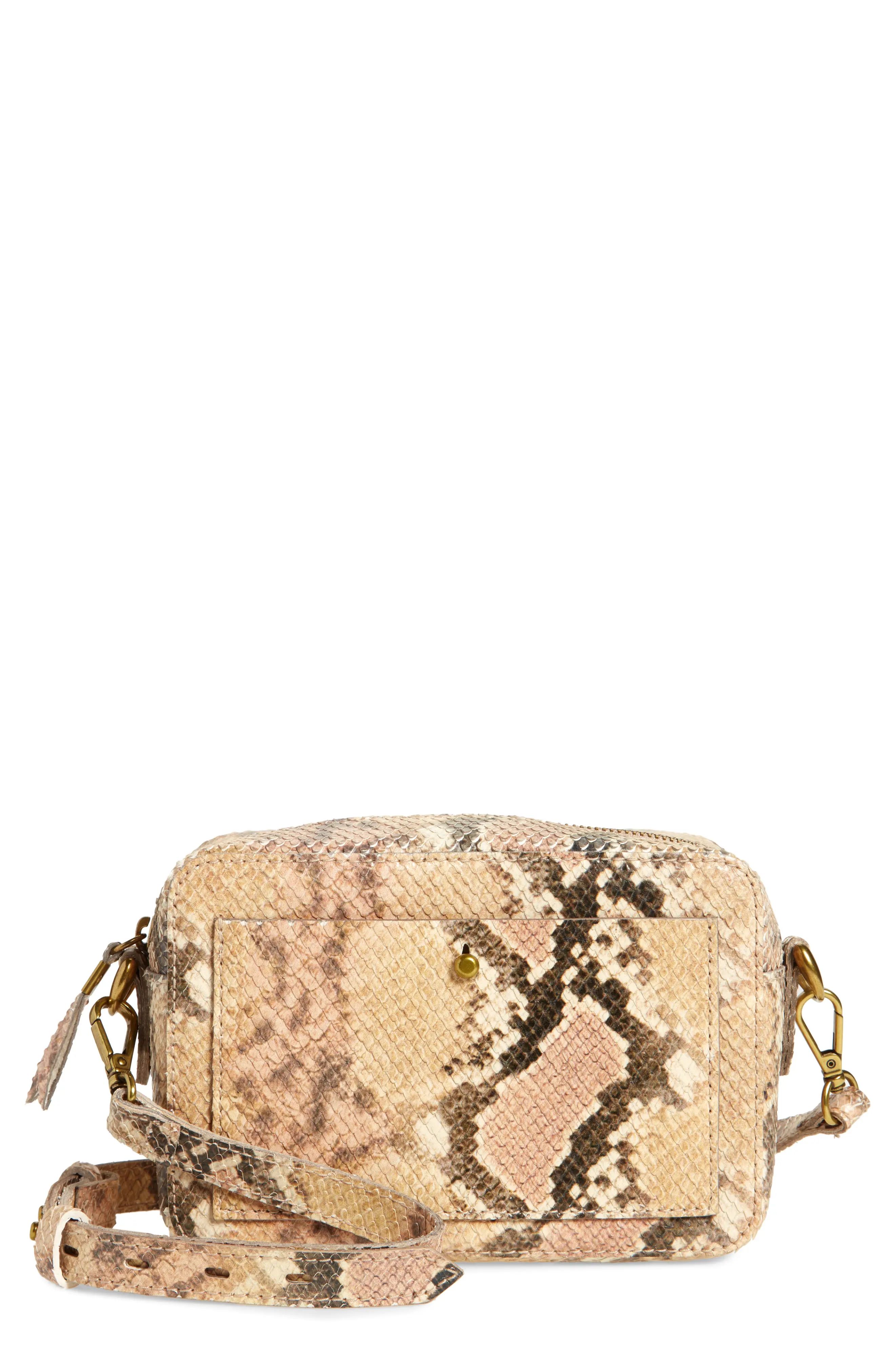 Madewell The Transport Snake Embossed Leather Camera Bag - Pink | Nordstrom