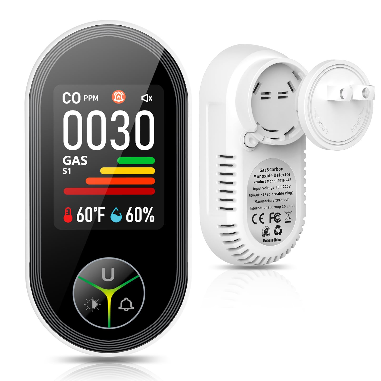 4-in-1 Carbon Monoxide Detectors & Natural Gas Leak Detector Plug in, Combination CO Detector & C... | Amazon (US)