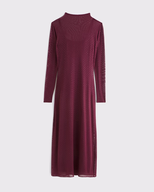 Women's Long-Sleeve Rhinestone Mesh Maxi Dress | Women's Dresses & Jumpsuits | Abercrombie.com | Abercrombie & Fitch (US)