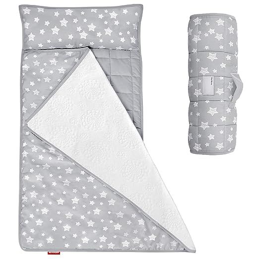 Moonsea Toddler Nap Mat with Removable Pillow and Fleece Minky Blanket, Lightweight and Soft Perf... | Amazon (US)
