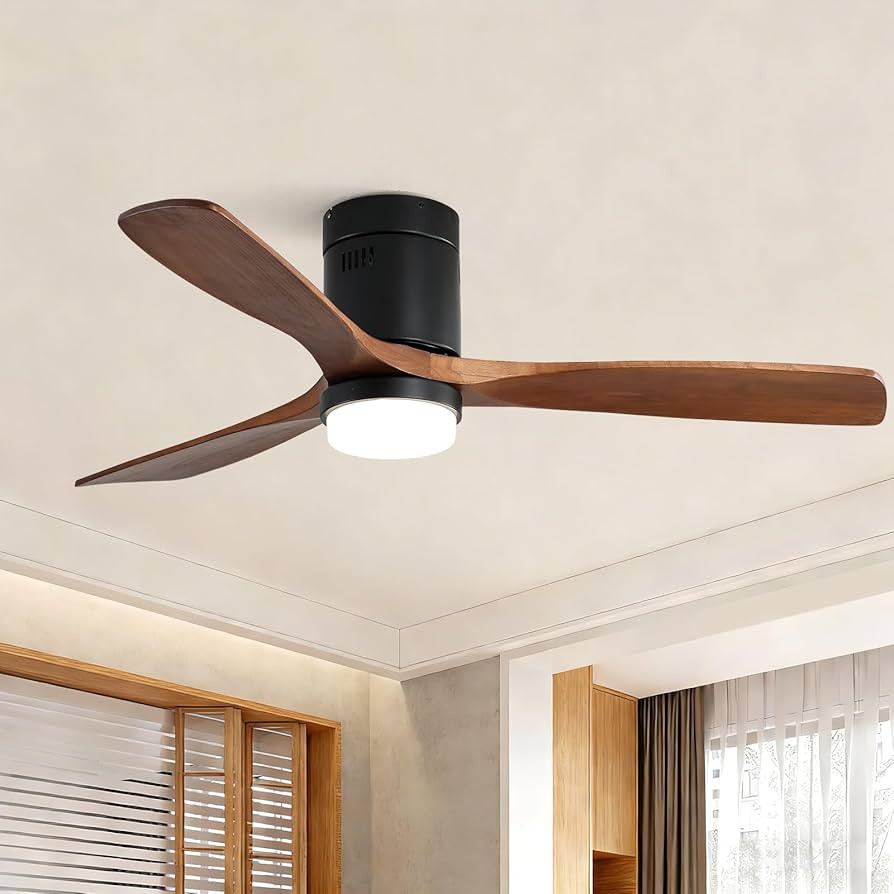 Sofucor 52 Inch Ceiling Fans with Lights, Flush Mount Ceiling Fan with Lights Remote Control, Ind... | Amazon (US)