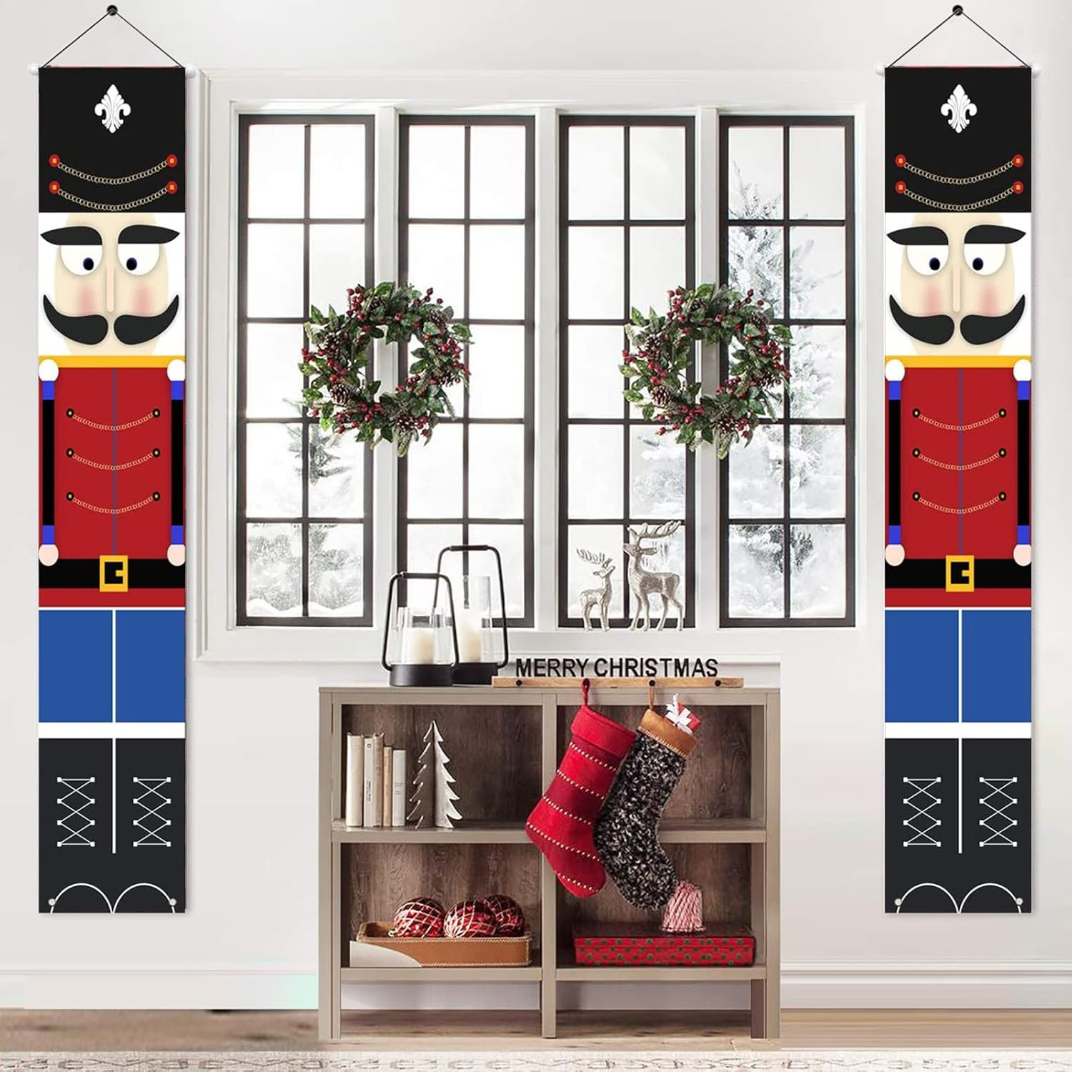 Nutcracker Christmas Decorations - Outdoor Xmas Banner Decor - Life Size Nutcracker Soldier Porch... | Amazon (US)