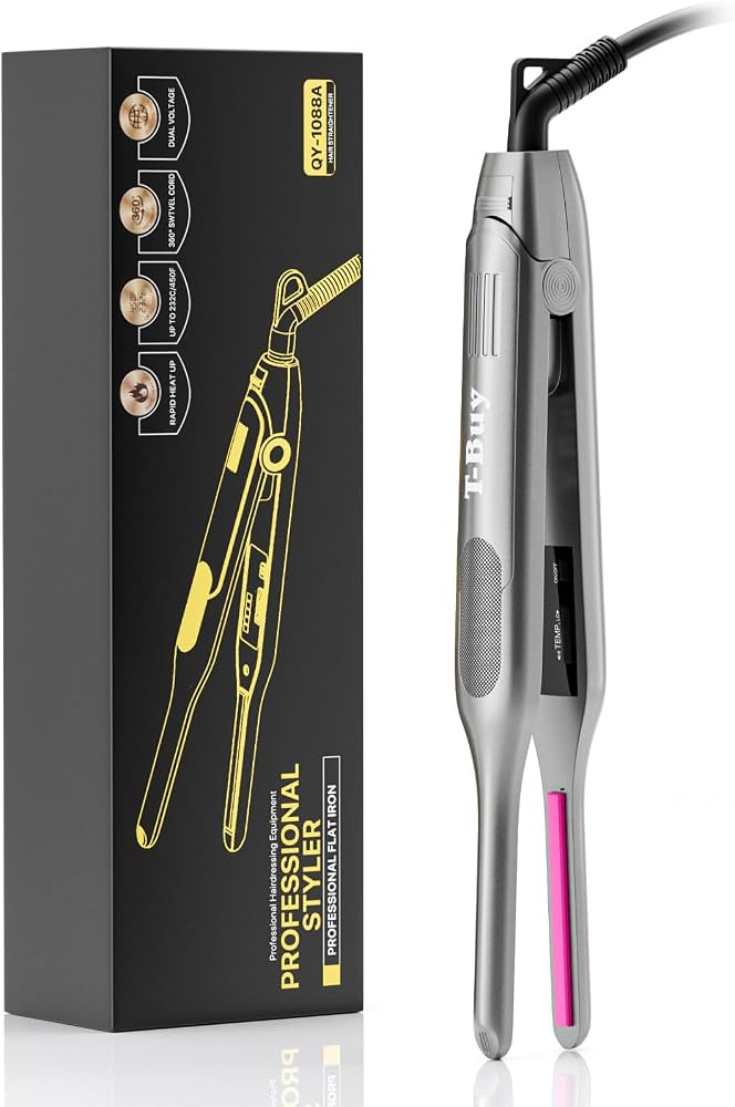 Pencil Flat Iron, T-Buy 2 in 1 Hair Straighteners and Curler for Short Hair and Men Beard, Mini H... | Amazon (UK)