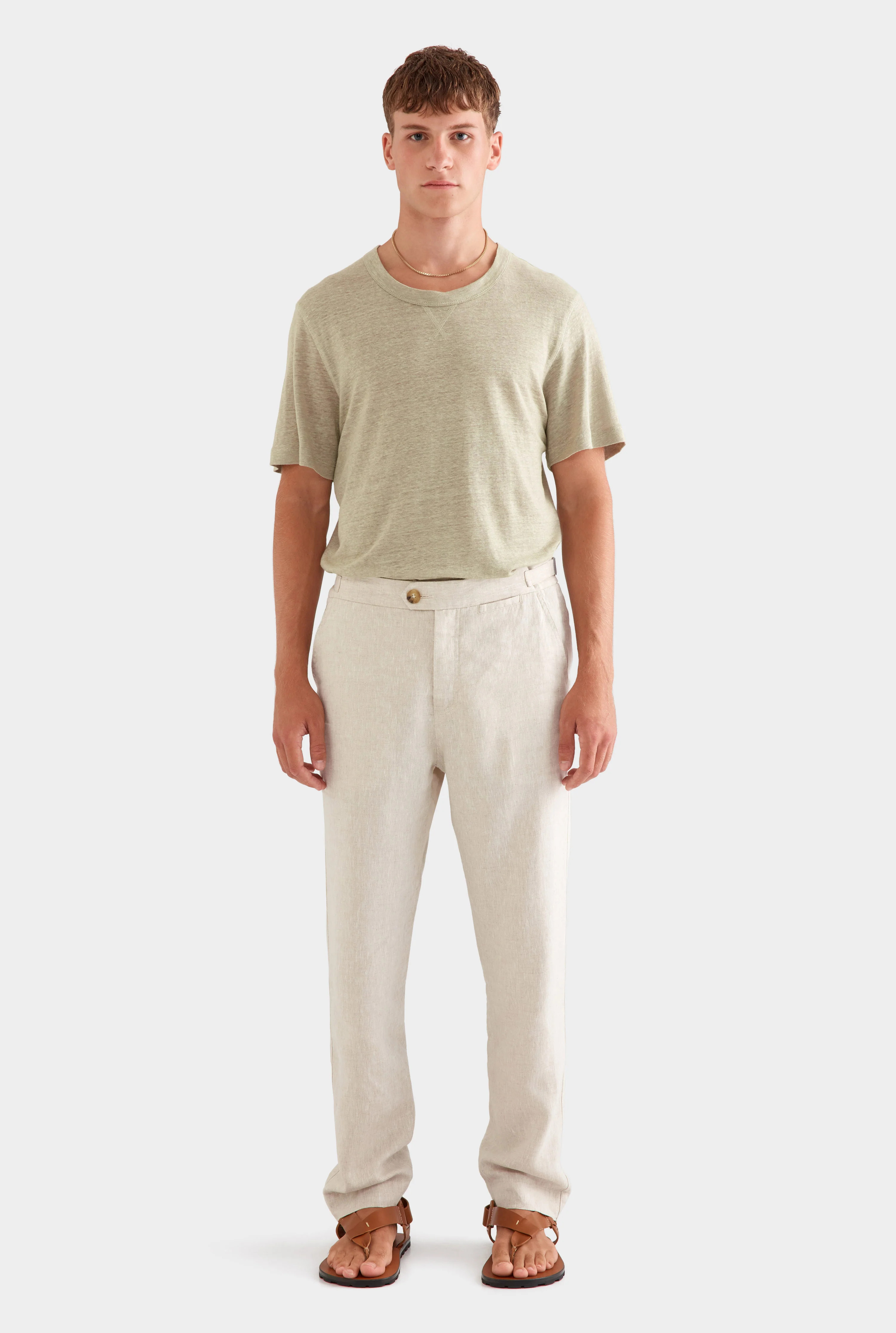 Side Tab Trouser in Sand | Venroy | Venroy AU