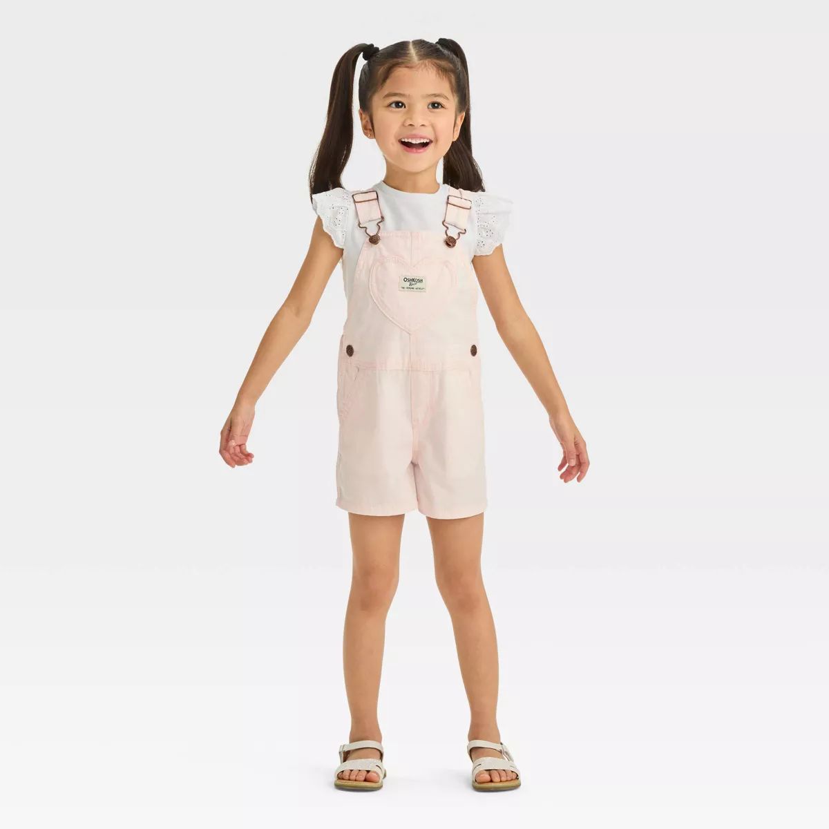 OshKosh B'gosh Toddler Girls' Heart Pocket Shortalls - Pink | Target